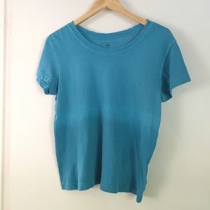 NWOT Free People blue raw collar shirt size M